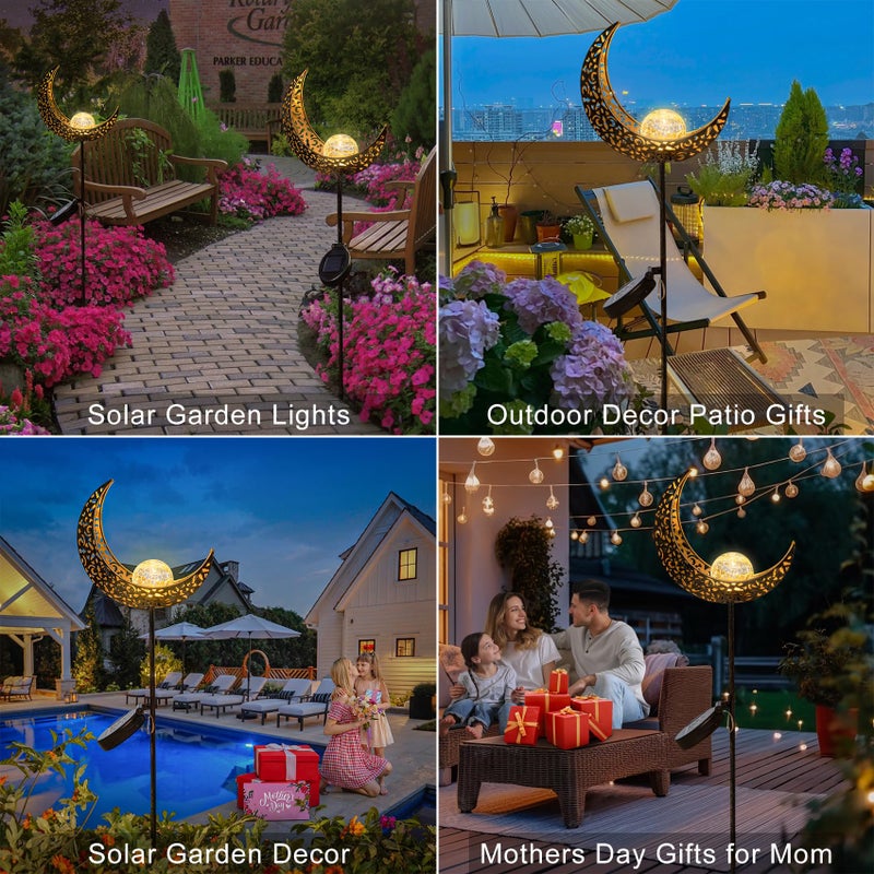 Homeimpro Moon Solar Lights Outdoor Garden Decor Gifts for Mom Women,Waterproof Stakes Yard Decorations for Lawn, Patio Accessories, Backyard Ornaments Birthday Gifts Mother Grandma (Bronze) - Image 4
